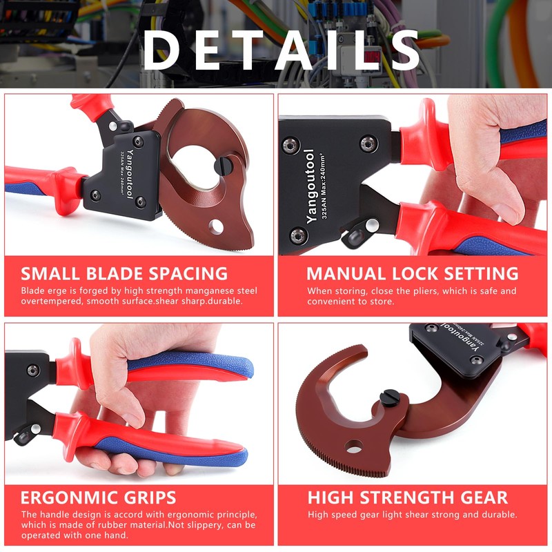 Yangoutool Ratchet Cable Cutter Heavy Duty for Copper and Aluminum