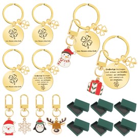 FINEASY 6 Sets of Key Fobs Colleague, Leaving Gift Colleagues, Keyring Thank You for Colleagues, Secret Santa Gift, Colleague Secret Santa Gift for Work Colleague, Thank You Gifts Colleagues, gold