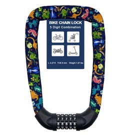NDakter Bike Chain Lock, 5 Digit Combination Heavy Duty Anti Theft Bicycle Chain Lock,2.62/3.2/4.27/5/6Ft Long Security Resettable Bike Locks for Bike, Bicycle, Scooter, Door, Gate, Fence-4/6mm Thick