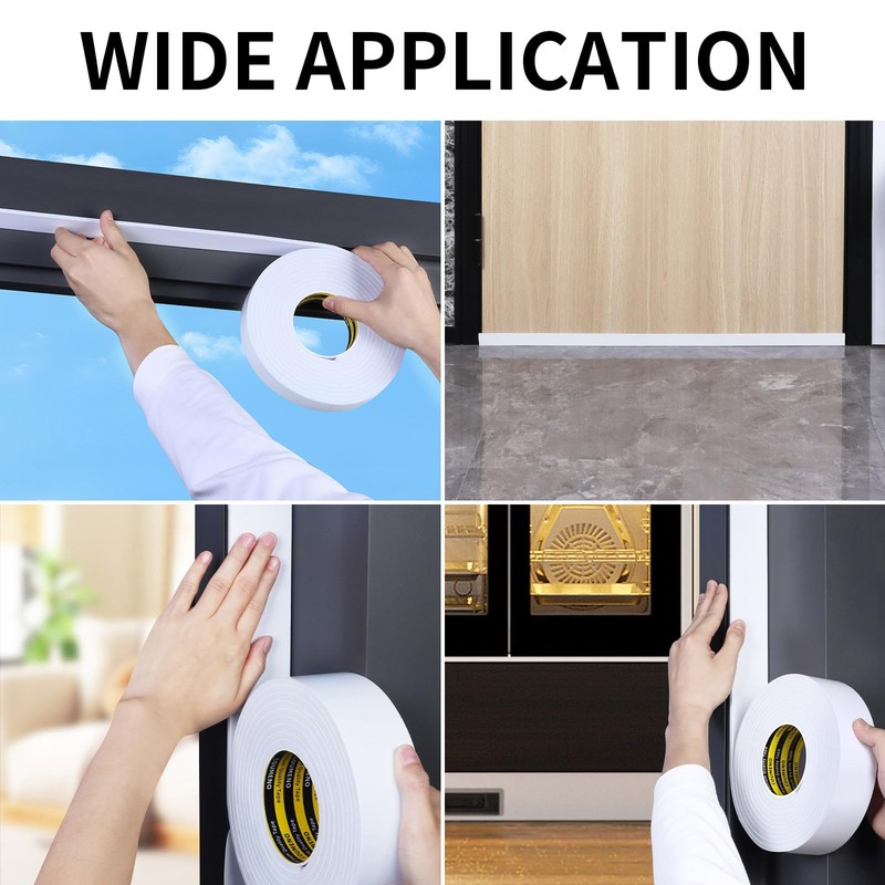 COUMENO EVA Single-Sided Adhesive White Foam Tape, Single-Sided Sealing Strip