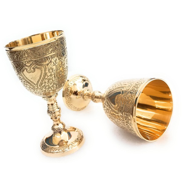 ALADEAN Vintage Chalice Goblet | 1x Royal Wine Cups of King Arthur - Renaissance Medieval Gifts for Communion, Christmas Pack of 1pc (Roman Chalice)