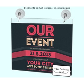 Marketing Holders 2 Pack Window Mount Sign Holder for 11 x 8.5 Inch Campus Maps and 3.5" x 2" Business Cards in Schools and Universities Double Sided Clear Acrylic with Suction Cup Hooks