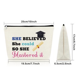 Sazuwu Mastered It Gifts Graduation Gifts for Daughter from Parents Travel Makeup Bags Cosmetic Organizer Bag Inspirational Graduation Gifts for Women Masters Degree Graduation Gifts for Her