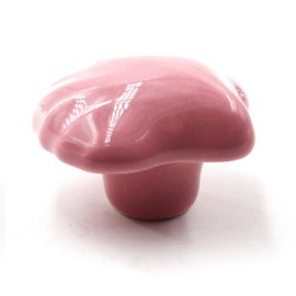 Pink Drawer Knob Ceramic Cabinet Knobs Kids Room Handle Pull Shell Shape for Dresser Drawers (Pack of 8 Screws Included)