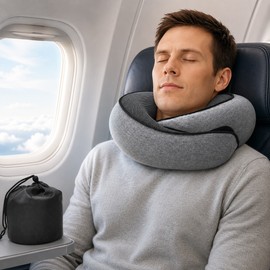 Travel Neck Pillow for Airplane Rest – Snail-Style Memory Foam Support Pillow for Travel, Office & Naps