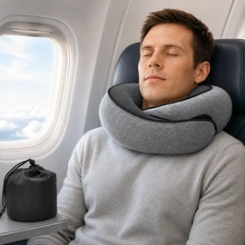 Travel Neck Pillow for Airplane Rest – Snail-Style Memory Foam Support Pillow for Travel, Office & Naps