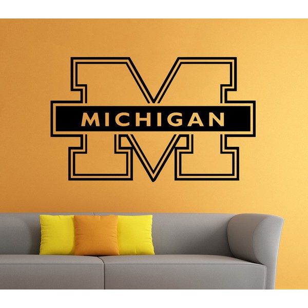 Wall Decal Sticker Michigan Wolverines Logo NCAA Home Interior Removable Decor (22"high X 38"Wide)