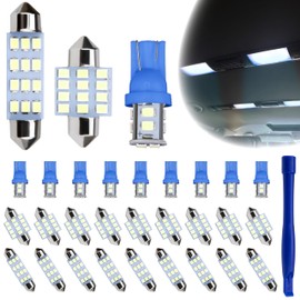 ecocstm 24 PCS Interior Led Dome Lights for Cars, 194 T10 DE3175 578 31mm 42mm Luces Led Para Carro, Accesorios Para Carro for Car Map License Plate Door Side Marker Cornering Trunk Light (Ice Blue)