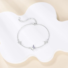 AOBOCO 925 Sterling Silver Bracelet for Women Mustard Seed/Butterfly/Corgi/Infinity Love/Dolphin Bracelets Jewelry Gift for Women (Butterfly)