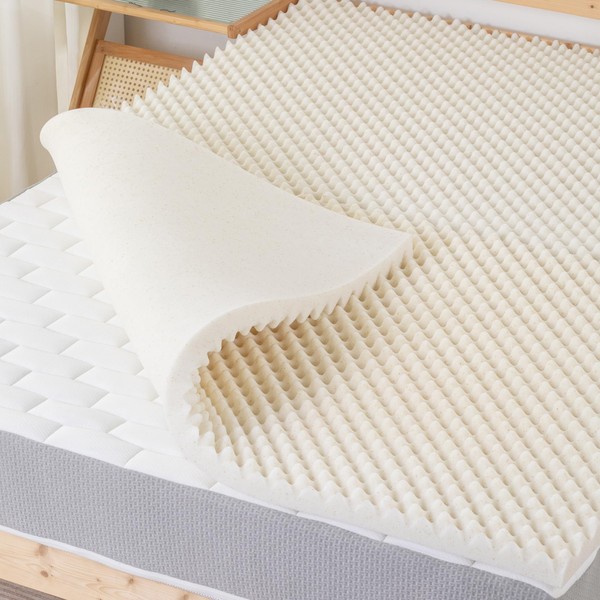 Treaton, 1-Inch Convoluted Copper-Infused Memory Foam Mattress Toppers, Cooling and