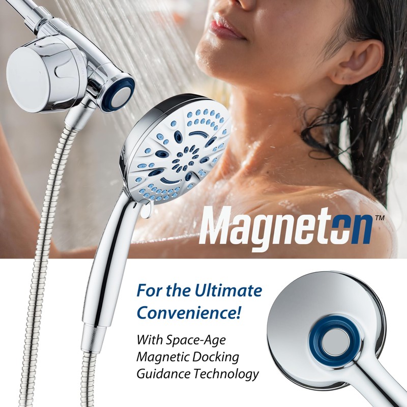 AquaCare Magneton 8-setting Magnetic Docking Hand Shower with Built-in Shower