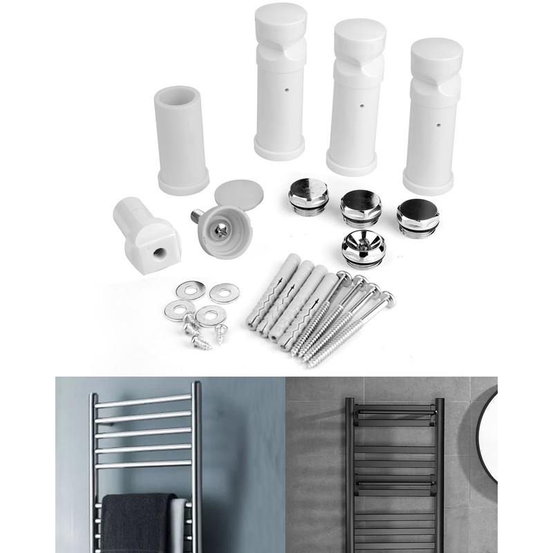 euroharry Bracket for Bathroom Radiator in White Chrome and Black