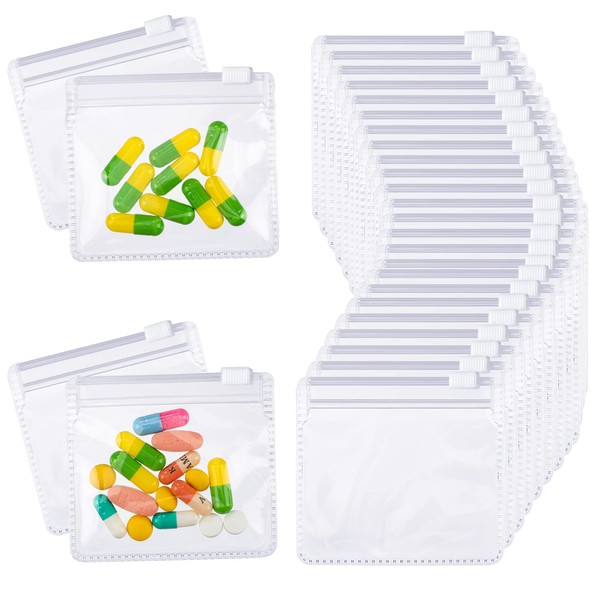 Pill Pouch Bags Zippered Pill Pouch Set Reusable Pill Baggies Clear Plastic Pill Bags Self Sealing Travel Medicine Organizer Storage Pouches with Slide Lock for Pills and Small Items(36 Pieces)
