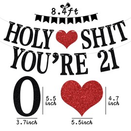 Holy Sh*t You're 21 Banner - Funny Happy 21st Birthday Bunting Sign, Legal AF, Cheers to 21 Years, 21 Years Old Birthday/Anniversary Party Decorations Supplies for Boys Girls