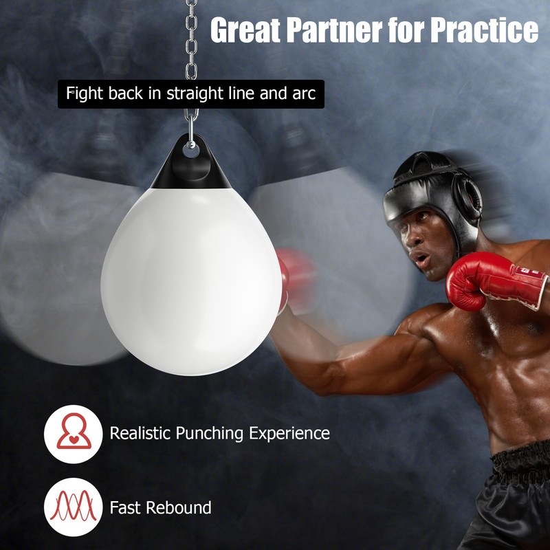 GYMAX Punching Bag, Water Aqua Bag w/Water Injector & Hanging