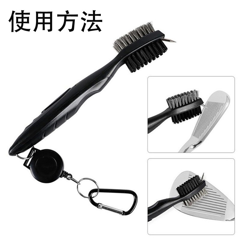 LeTradeJP Golf Brush, Black 3 in 1 Golf Cleaning Brush,