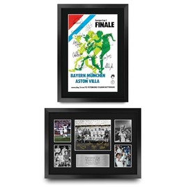 HWC Trading Aston Villa 1982 European Cup Winners Programme & Display Collection x2 Printed Memorabilia Signed Autograph Photograph Display for Football Fans and Supporters - A3 Framed