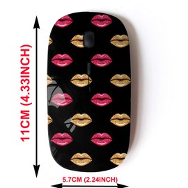 Ratón inalámbrico de 2.4 G con bonito diseño de patrón para todas las computadoras portátiles y computadoras de escritorio con nano receptor, color oro rosa brillante