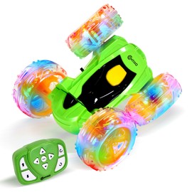 Contixo SC3 RC Stunt Car, Green 2.4GHz 4WD Double-Sided 360° Rotating flip Racer Remote Control Toy Cars with LED Lights for Kids Girls Boys Age 4-12 Birthday Gift