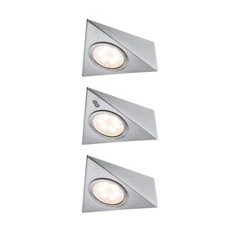 Paulmann 93572 LED Unterschrankleuchte Dreieck mit Näherungssensor eckig incl. 3x2,8 Watt Schrankleuchte Eisen gebürstet Schranklicht Metall, Glas