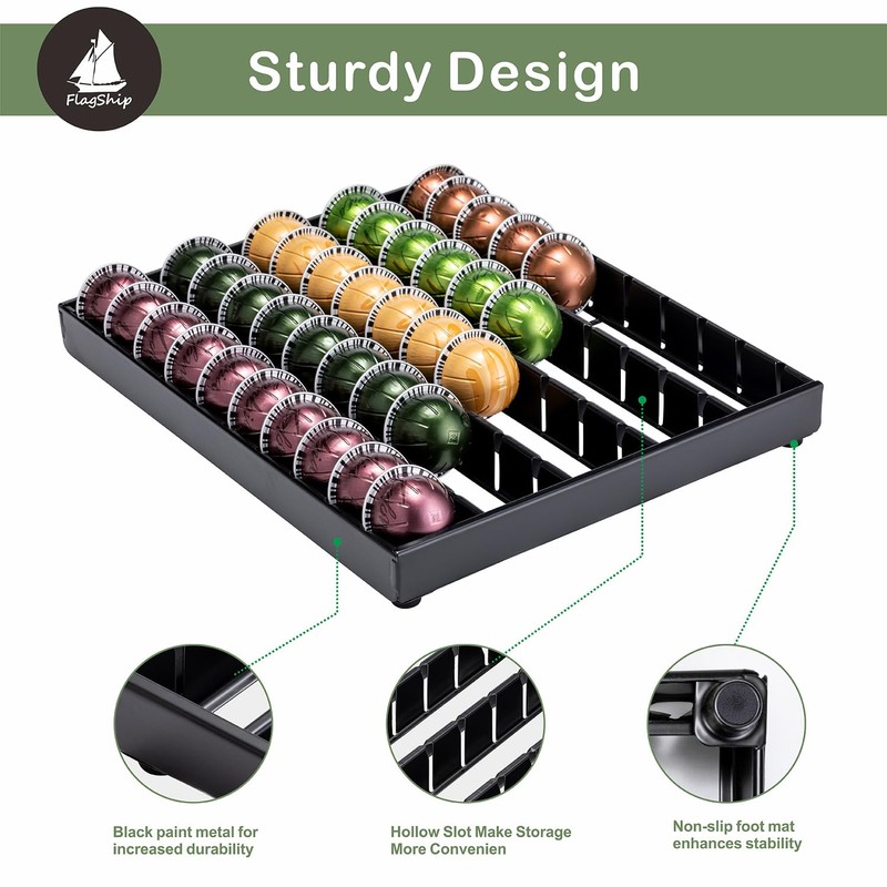 FlagShip Vertuo Pod Holder Drawer Insert Counter for Nespresso Pod
