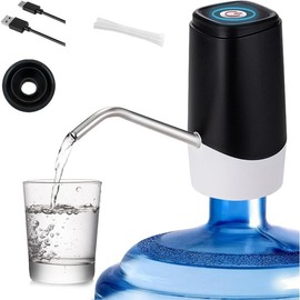 Water Dispenser for 5 Gallon Bottle, Automatic Electric Water Jug Dispenser, Rechargeable Water Dispenser Pump, USB  Portable 2-5 Gallon Water Pump for Kitchen, Camping - Colour: Black