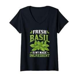 Womens Fresh Basil Is My Magic Ingredient Organic Plant Herb Basil V-Neck T-Shirt