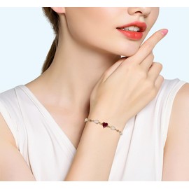 (January) Heart Birthstone bracelet women's heart Birthstone bracelet heart Birthstone best friend bracelet mother daughter bracelet