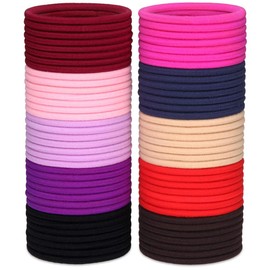 H&S 100 Hair Bands 4mm Hair Ties Bobbles Elastics Hairbands Ponytail Holders No Metal Colourful Accessories for Women Girls Kids Men Thick Hair Black Multicolour