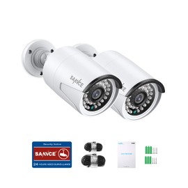 SANNCE 5MP PoE Camera (Pack of 2) Outdoor Indoor Video Surveillance Work with Google Assistant, IP Security IR Night Vision Motion Detection Audio