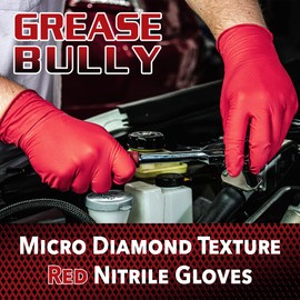EPPCO Grease Bully 7-Mil Red Nitrile Gloves Disposable Powder Free, Latex Free Textured Superior Grip Glove for Mechanics, Auto-motive, Industrial Work, XXL, Box of 90