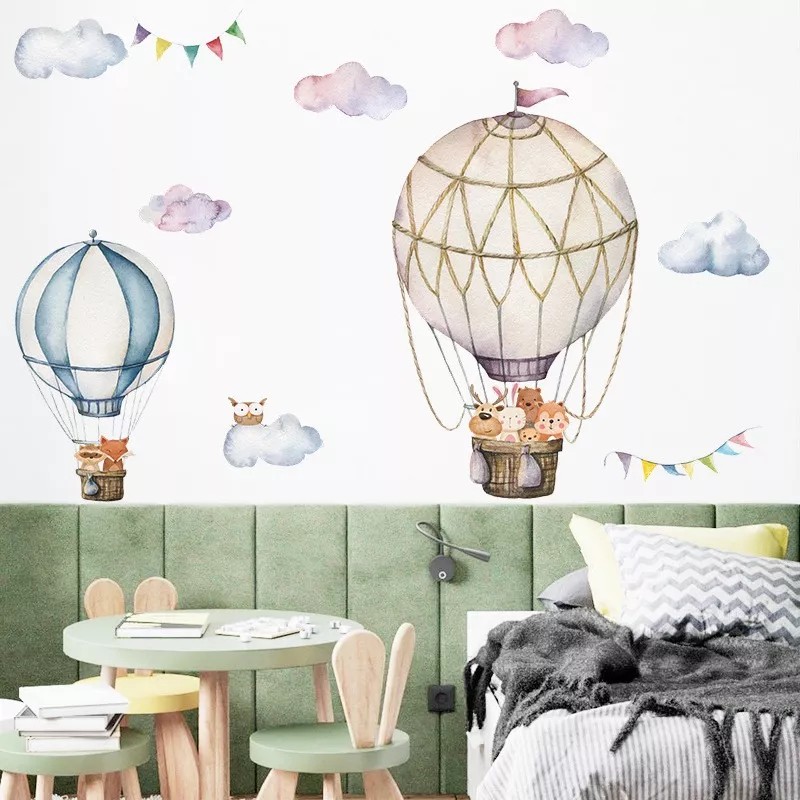 DaraBaby Vinil Decorativo Infantil Globo Aerostático Animales Niños