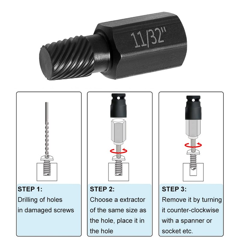 Saipor 10 PCS Damaged Bolt Extractor Kit Heavy-Duty Screw and