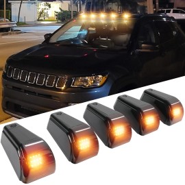 Dreamizer 5Pcs For Jeep Cherokee Solar Powered Wireless Roof 12 LED Cab Lights Amber