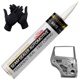 Polyurethane Seam Sealer Automotive, Quick Curing & Durable Auto Body Filler White with Gloves and tip, Permanent Car Body Seam Sealer for Bare, Primed or Painted Surfaces, RV Roof Sealant,9.2 oz