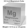 Magnesium 0.5" Metal Density Cube - 99.9% Pure Element for