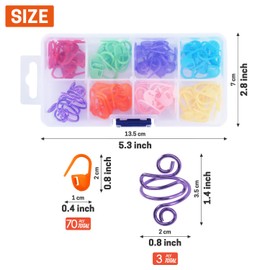 BERYA 3 Pack Adjustable Crochet Tension Ring For Finger, Yarn Tension Control Ring and 70Pcs Stitch Markers, Crochet Ring with Storage Box for DIY Crocheting and Sewing Crafts