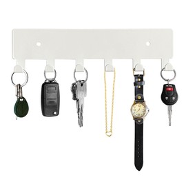 GTK Key Holder for Wall, Key Hooks with 6 Hooks, Wall Mounted Key Holder for Hallway, Self Adhesive Key Rack(White)