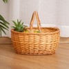 Wicker Picnic Basket With Handle, Kingwillow, (Large orange red)