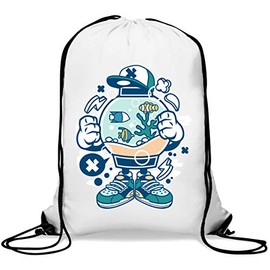 Cartoon Style Fish Tank Urban Pets Pet Gym Sack Casual Drawstring Bag
