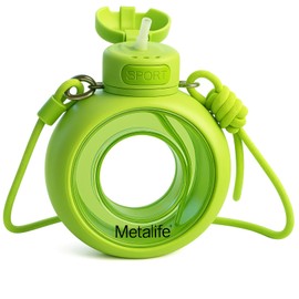 MetaLife Circular Sports Water Bottle – Green, 700ml, Leakproof with Long Strap