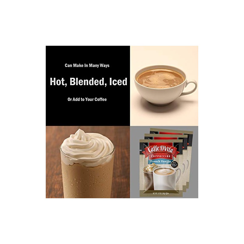 Caffe D'Vita French Vanilla Cappuccino Envelopes, 0.5-Ounce Packages (Pack of
