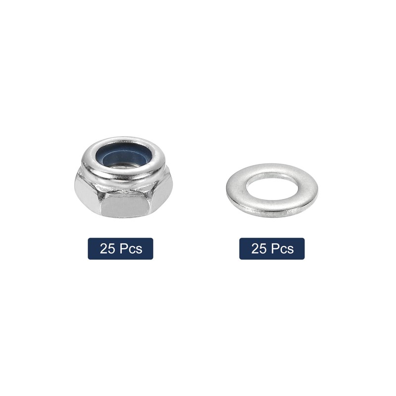 sourcing map 50Pcs M6 x 1mm Nylon Insert Hex Lock