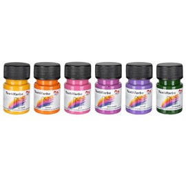 Ideen mit Herz Textile Paint | Fabric Paint Set | 6 x 30 ml | Highly Pigmented | For Light & Dark Fabrics | Washable | Water-Based (Strong Shades)