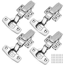 Hinges for Cabinet Doors, Furniture Hinges, Kitchen Cabinet Hinges Made of 304 Stainless Steel, Cabinet Hinges for Kitchen Cabinets, 105° Opening Angle, Easy Assembly, Quiet and Durable, Pack of 4