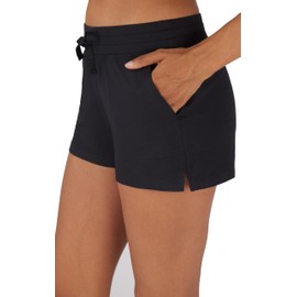 90 Degree By Reflex Lightweight Lounge Shorts - Casual Summer Jersey Shorts for Woman - Heather Black - Medium