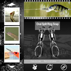 9Tong High Strength Snaps Swivels Saltwater Ball Bearing Fishing Swivels Freshwater Stainless Steel Split Rings Fishing 25pcs 156lbs