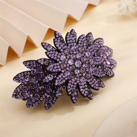Aimimier Purple Crystal Leaf French Hair Clips Decorative Rhinestone Gem Barrettes Styling Bridal Headpieces Hair Accessories for Women (Purple)