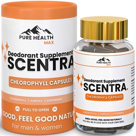 Scentra Chlorophyll Deodorizing Capsules for Men & Women | Natural Internal Odor Support | Fresh Breath, Skin & Underarm | 60 Mint & Parsley Tablets