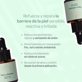TEIA COSMETICOS Suero Calmante con Avena, Caléndula y Semilla de Uva, Fórmula 98.72% Natural, Vegano, para Todo Tipo de Piel
